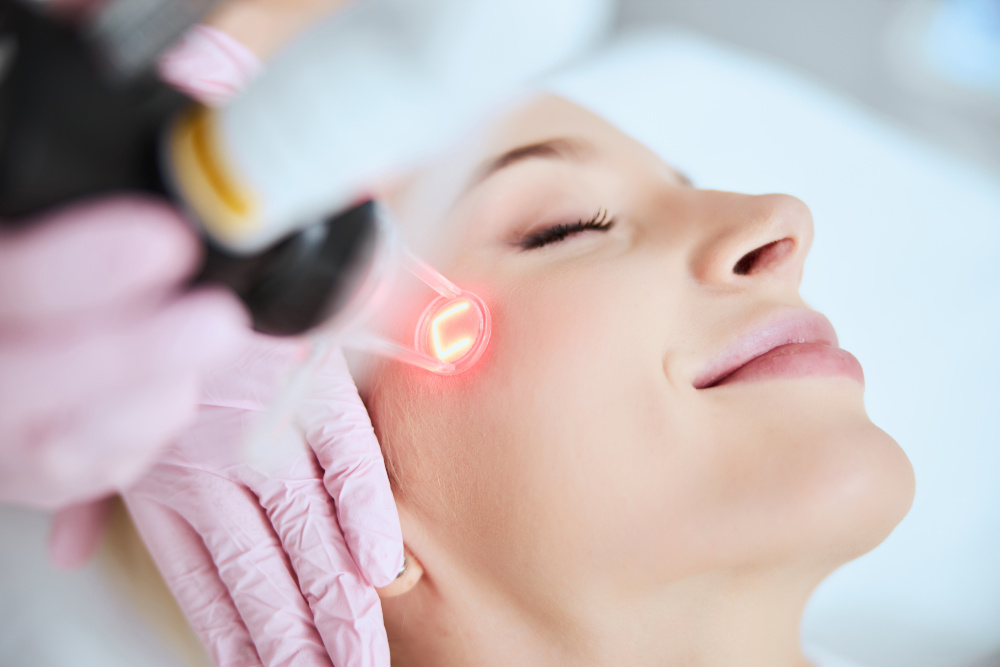 woman getting laser treatment